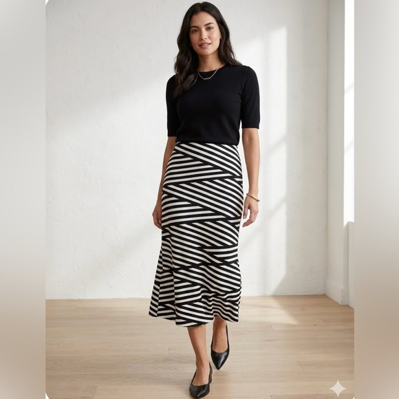 Anthropologie Dresses & Skirts - Anthropologie Black and White Geometric Midi Skirt